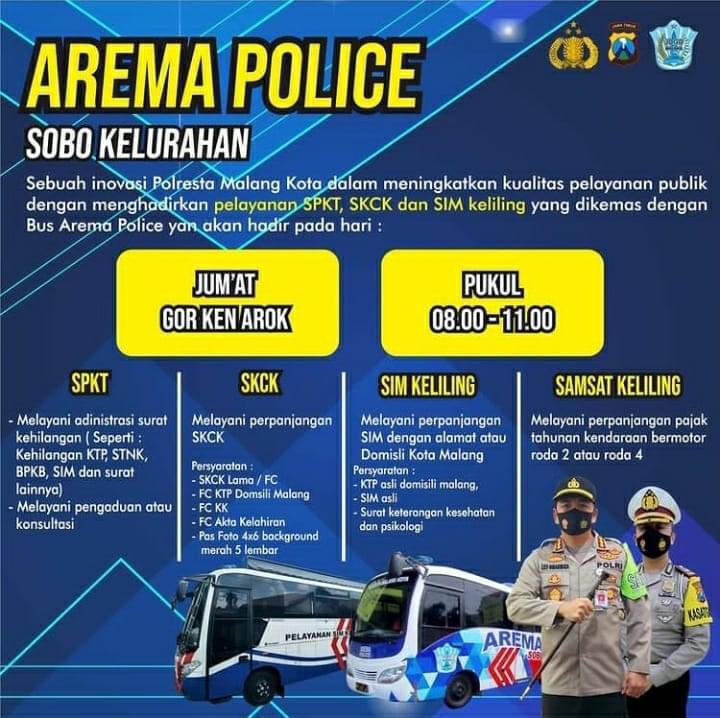 Jadwal SIM Keliling Kota Malang Arema Police